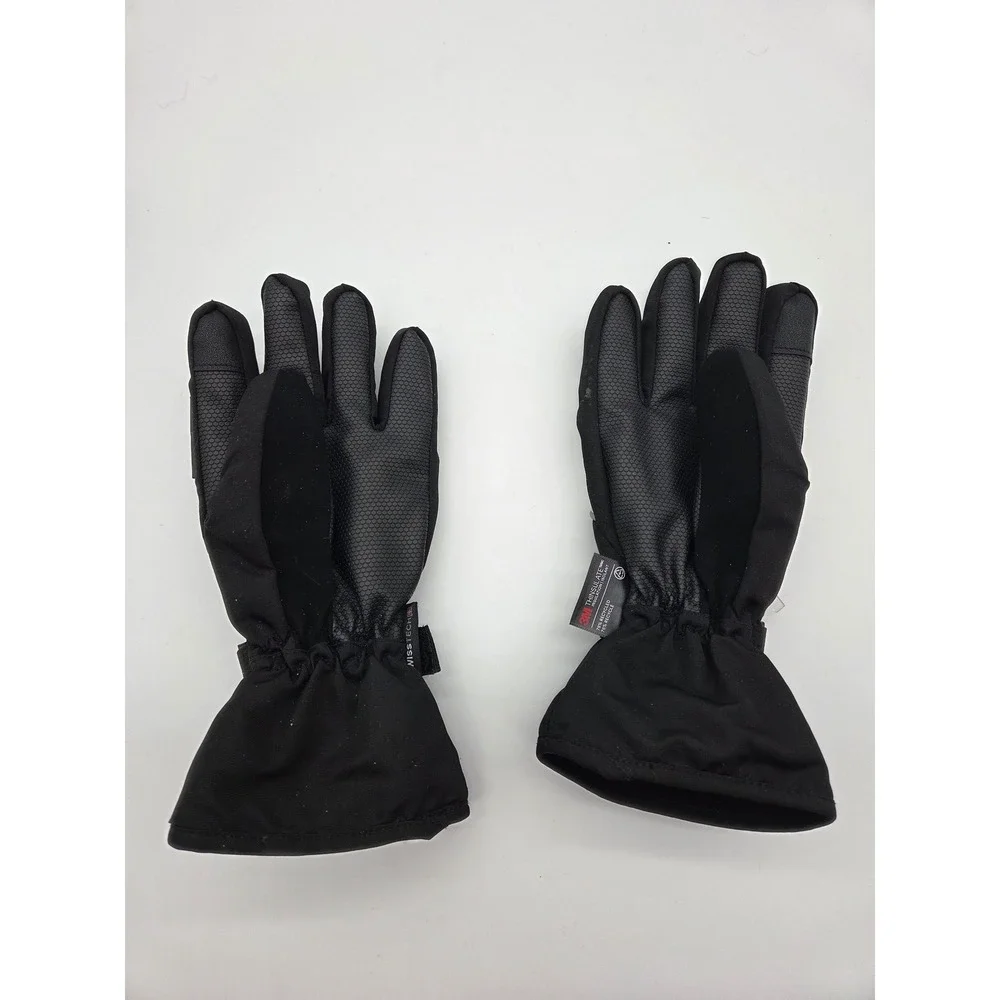 Swiss Tech Winter Gloves L Black Silver Womens 3M Thinsulate Ski Snow Techwear